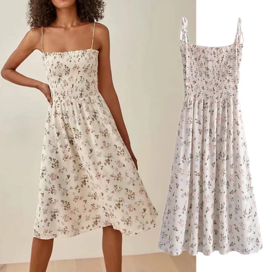 

Summer Dress Women Enlgand Style Vintage Folk Floral Print Spaghetti Strapless Sexy Dress Vestidos De Fiesta De Noche