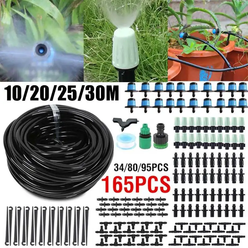 

10-30M Garden Micro Irrigation Kits Drip Kits Misting Watering System Watering Automatic Adjustable Dripper Atomizer Sets
