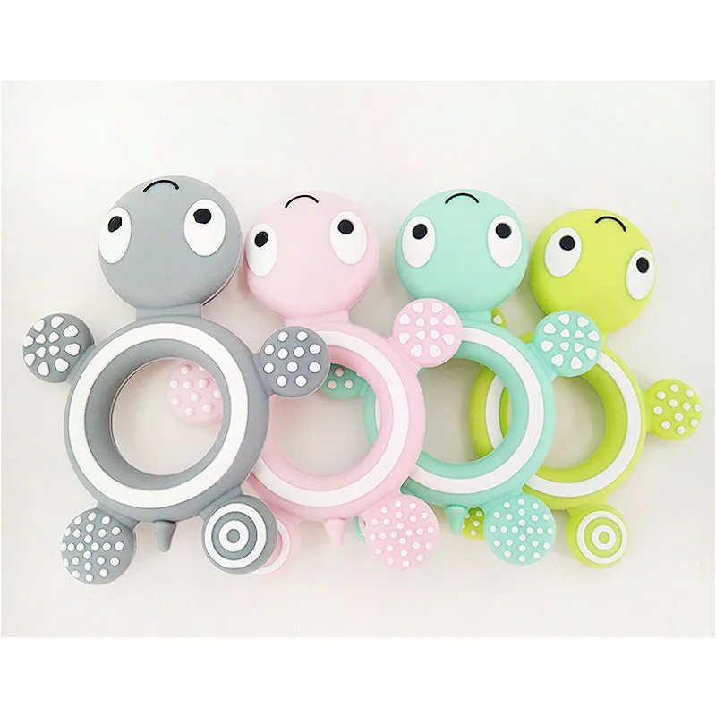 

BPA Free Baby Silicone Teethers Food Grade Cute Turtle Tiny Rod Teething Necklace Baby Shower Gifts Cartoon Animals Teether