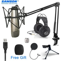 samson c01u pro usb studio hypercardiod microphone real time monitoring large diaphragm condenser microphone plug play stand