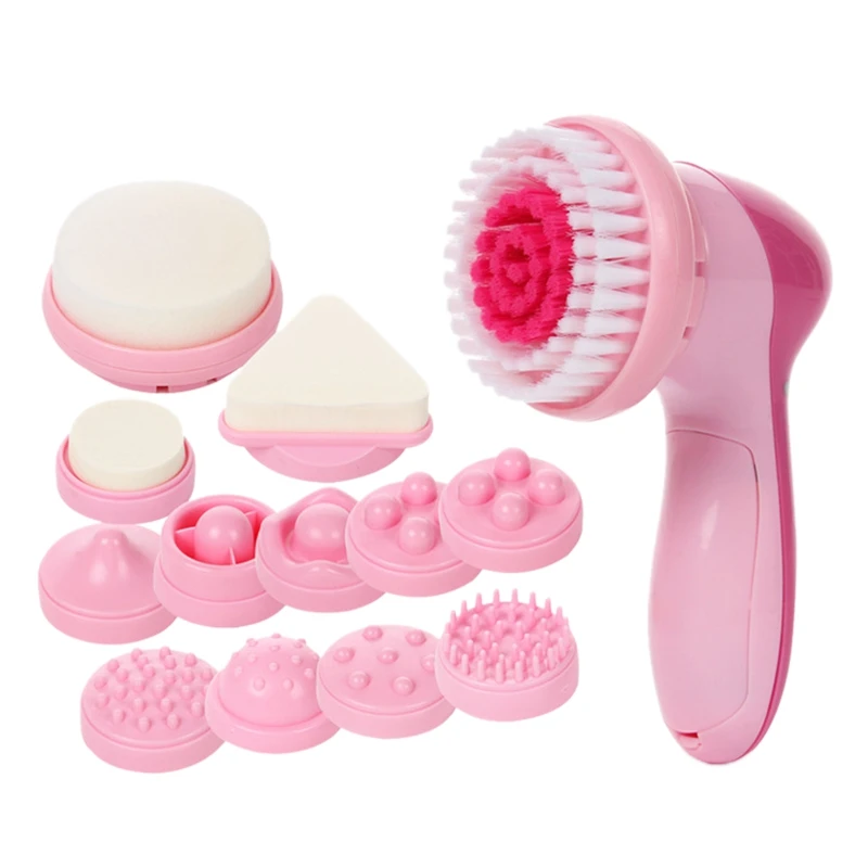 

12 in 1 Multifunction Electric Facial Cleansing Brush Face Body Massager Kit Face Cleanser Blackhead Pore Removing Beauty Tool