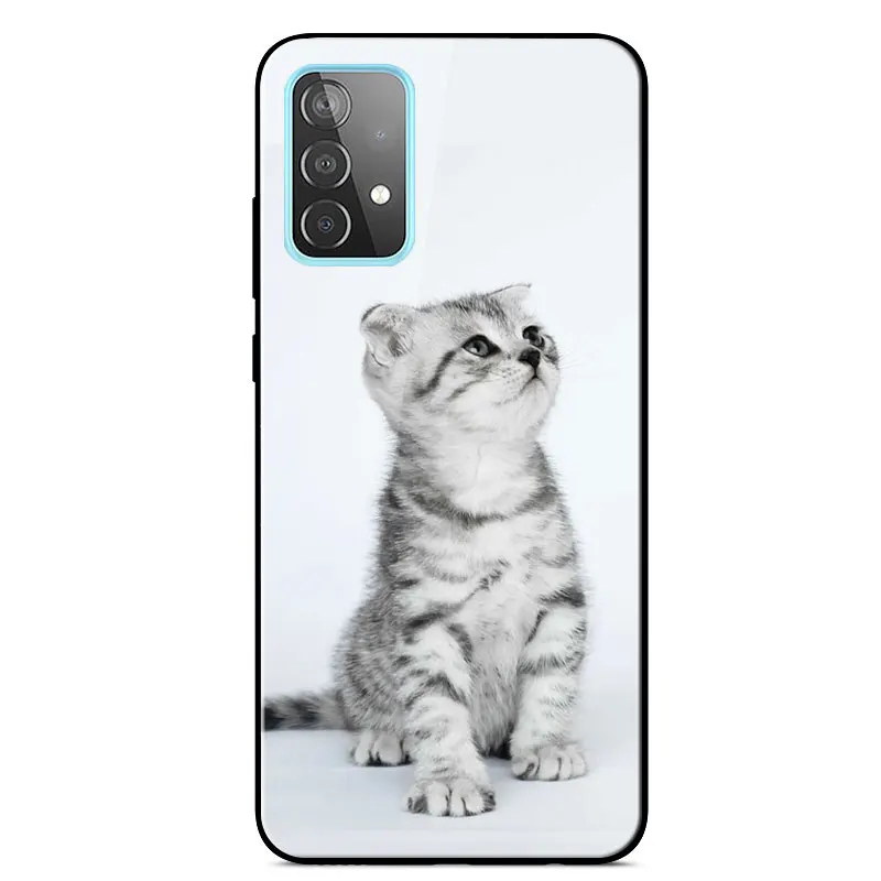 

Case For Samsung A52 5G Luxury Painted Tempered Glass Hard Phone Cover For Samsung Galaxy A52 5G 6.5 inch Protective Back Cover