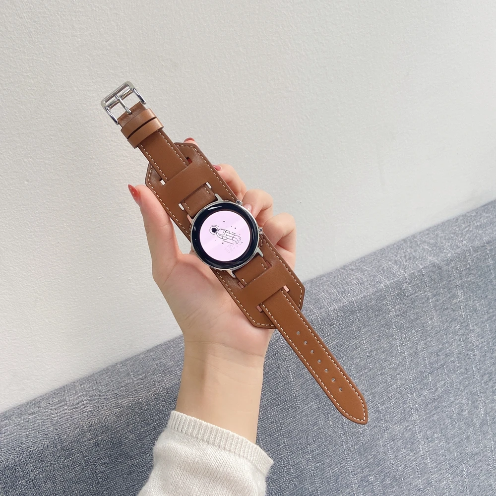 Watchband for Samsung Galaxy Watch 4 Active 2 Classic 42/46mm Gear Sport S2S3 Leather Strap Huami Amazfit GTR Bip Huawei GT2 | Наручные