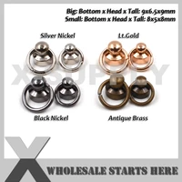 9mm solid brass screwed back button rivet studs with rings for leather bag craftshoediy beltphone case