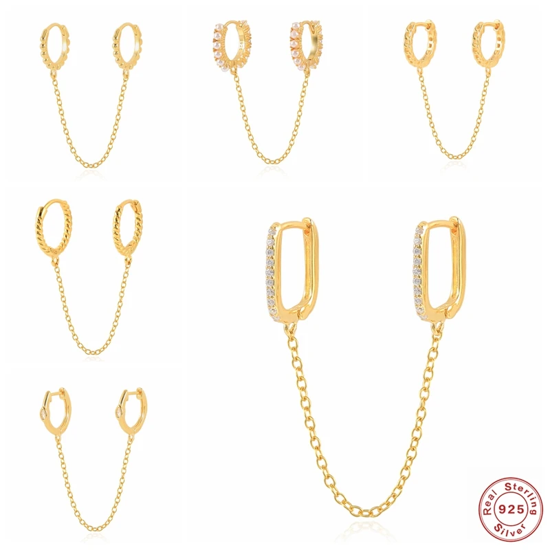 

Серьги-гвоздики в готическом стиле для женщин и девушек из стерлингового серебра 925 пробы с цепочкой на наручники 9 мм в стиле панк, в европей...