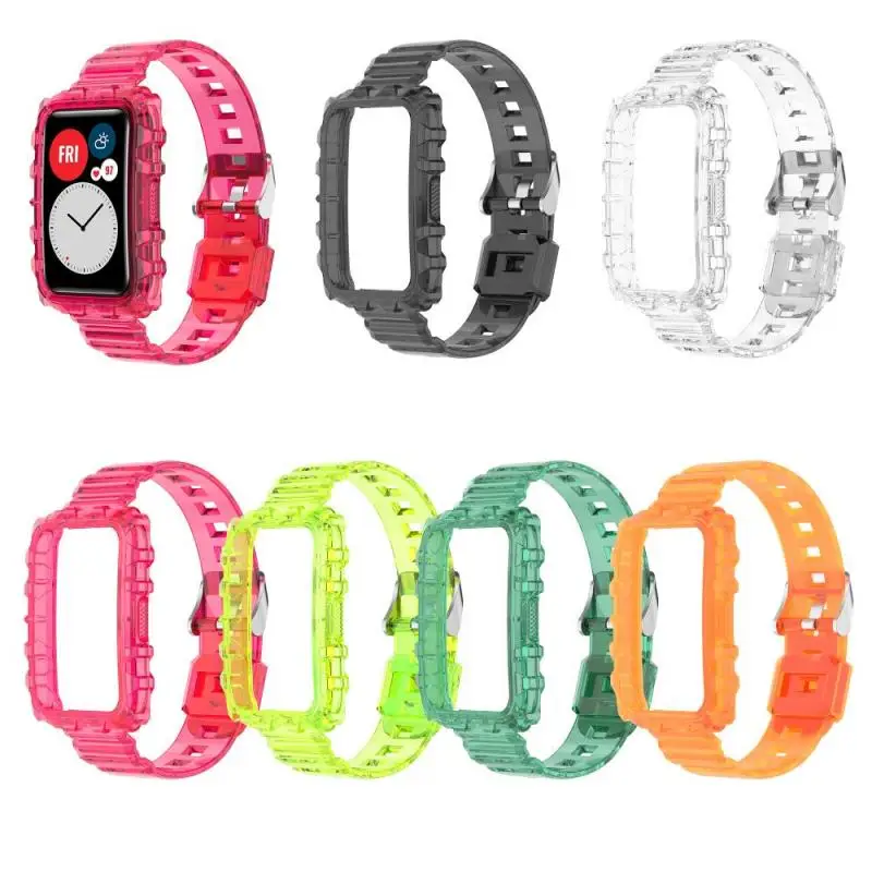 

New Replacement Transparent Strap For HUAWEI Watch Fit Crystal Clear Bracelet TIA-B09 Fashional Watchband Smart Accessory