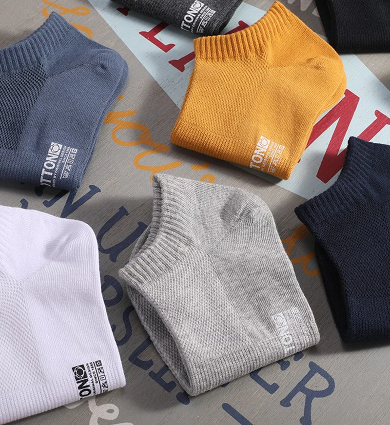 Носки мужские/женские хлопковые короткие однотонные дышащие сетчатые с вырезами