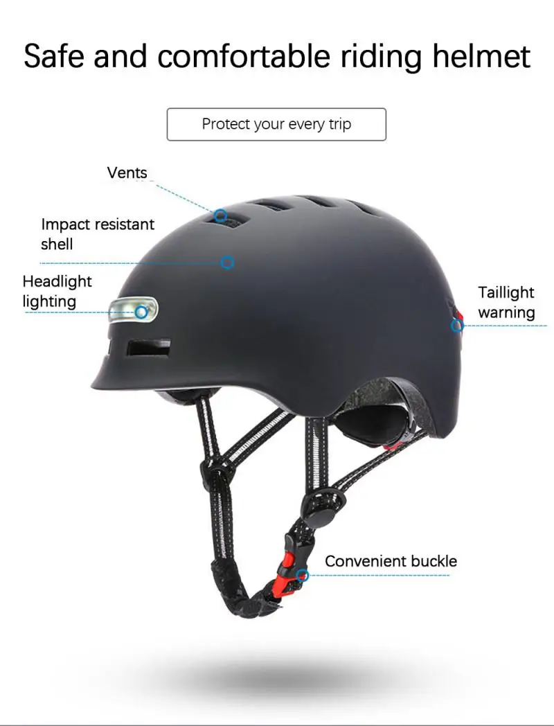 

Warning Lights Smart And Safe Shiny Helmet Comfortable And Lightweight Smart Bicycle Helmet With 4 Colors Black White Pink Blue