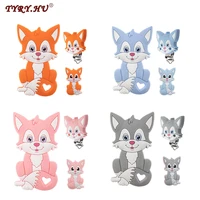 tyry hu fox silicone teether beads baby pacifier clips food grade safe toys tiny rod for diy nursing necklace pacifier chain