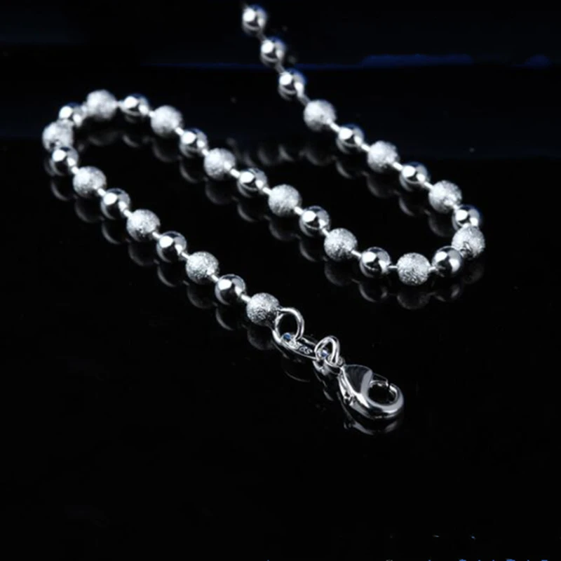 Женский браслет из серебра 925 пробы с круглой бусиной|Анклеты| |