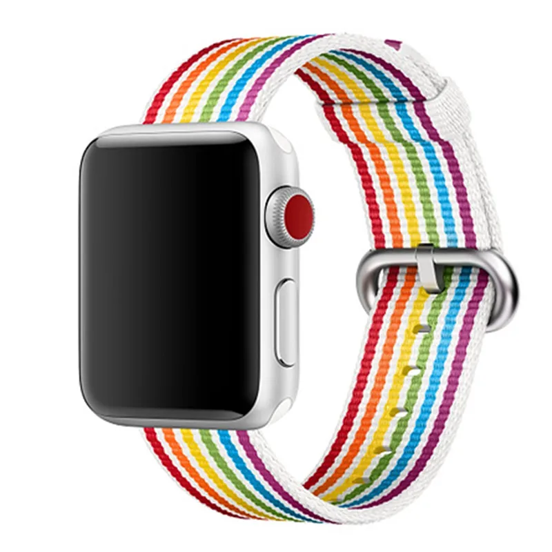 strip colorful Ремешок Nato для apple watch, ремешок для apple watch 5, 4, 3, ремешок 44 мм, 40 мм, iwatch, ремешок 42 мм, 38 мм, плетеный нейлоновый браслет pulseira correa - Цвет ремешка: strip colorful