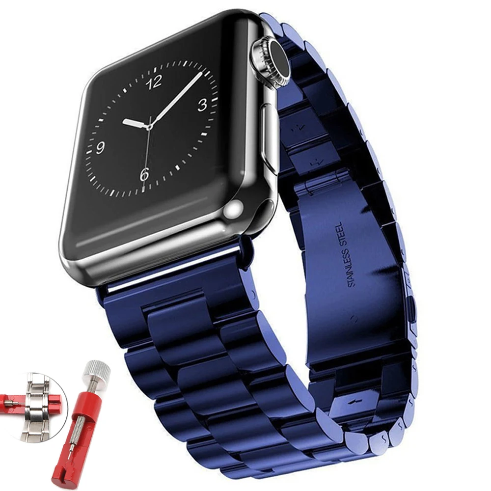 Ремешок из нержавеющей стали для apple watch band 44 мм 40 42 38 металлический браслет