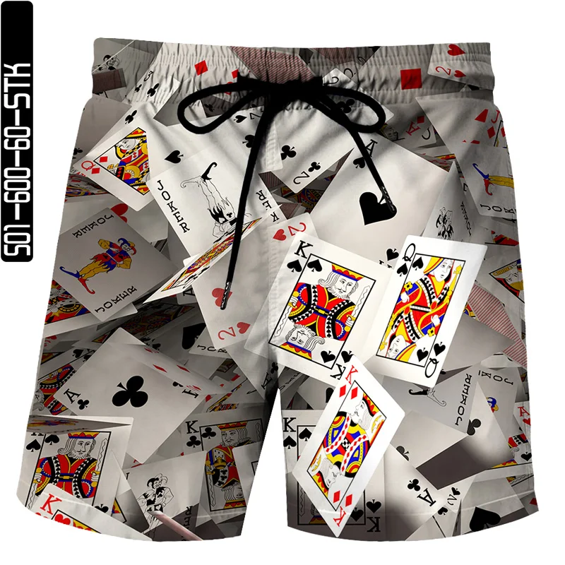 

2021 new summer 3D digital printing shorts high-quality beach pants playing card elements popular new trends hip-hop style print