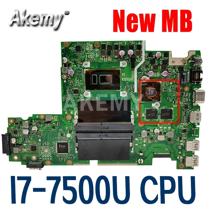

Материнская плата Akemy X542URV MB._I7-7500U (V4G) GPU Материнская плата ASUS X542UR X542UN X542UQ X542U FL8000U A580U для ноутбука