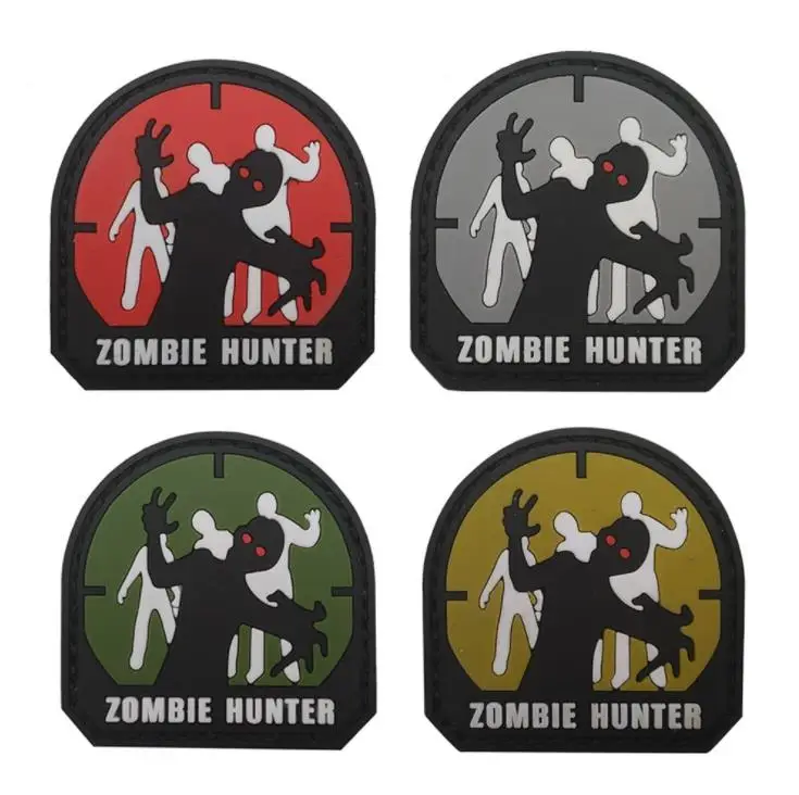 Zombi Hunter Patches Biohazard Military  combat  tactical  Patches  PVC Rubber Morale badges outdoor  for Backpack coat vest