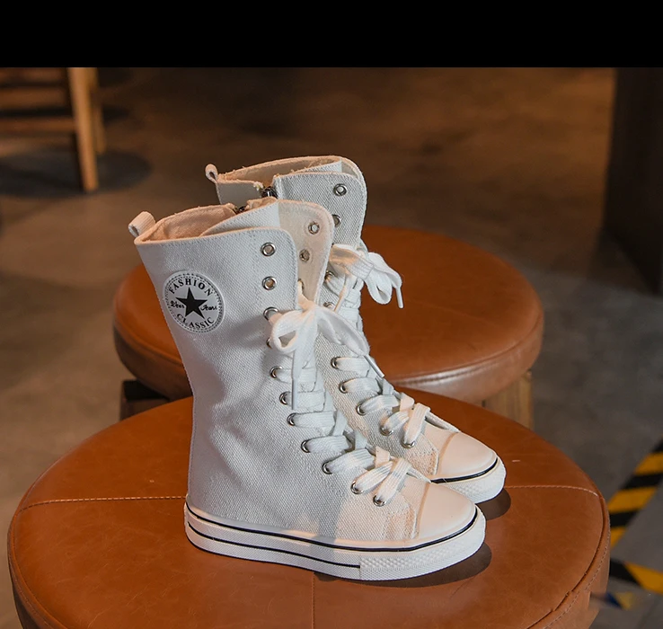 Bakkotie Kids Autumn Fashion Boots Baby Girls New White Sports High Boots Children Breathable Non-slip Black Casual Shoes