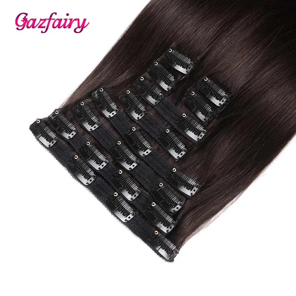 Gazfairy прямые Стиль реальные Волосы remy из двойной уточной нити для наращивания на