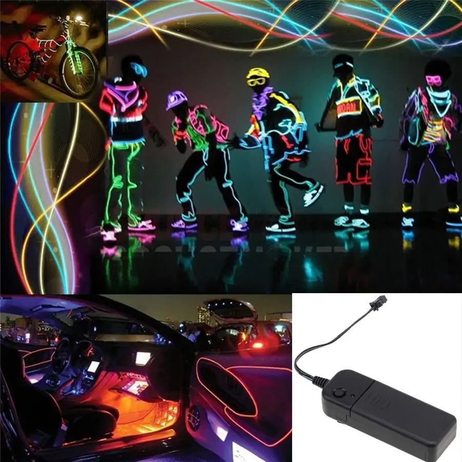 Светодиодная гибкая неоновая лента светящаяся с EL проводом для автомобиля сцены