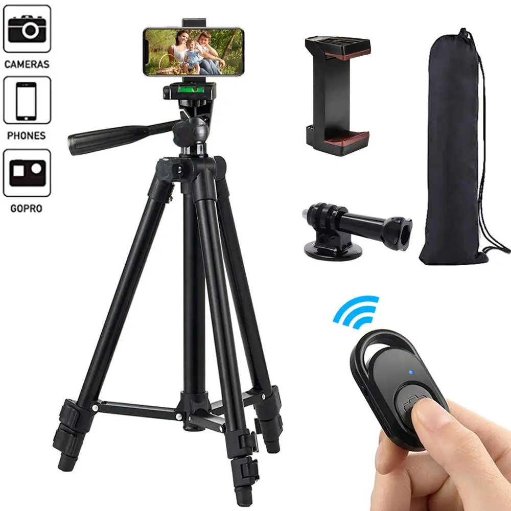 

Phone Tripod 50-inch/125cm Lightweight Tripod Stand with Phone Holder & Remote, Tripod for Phone/GOPRO/Camera