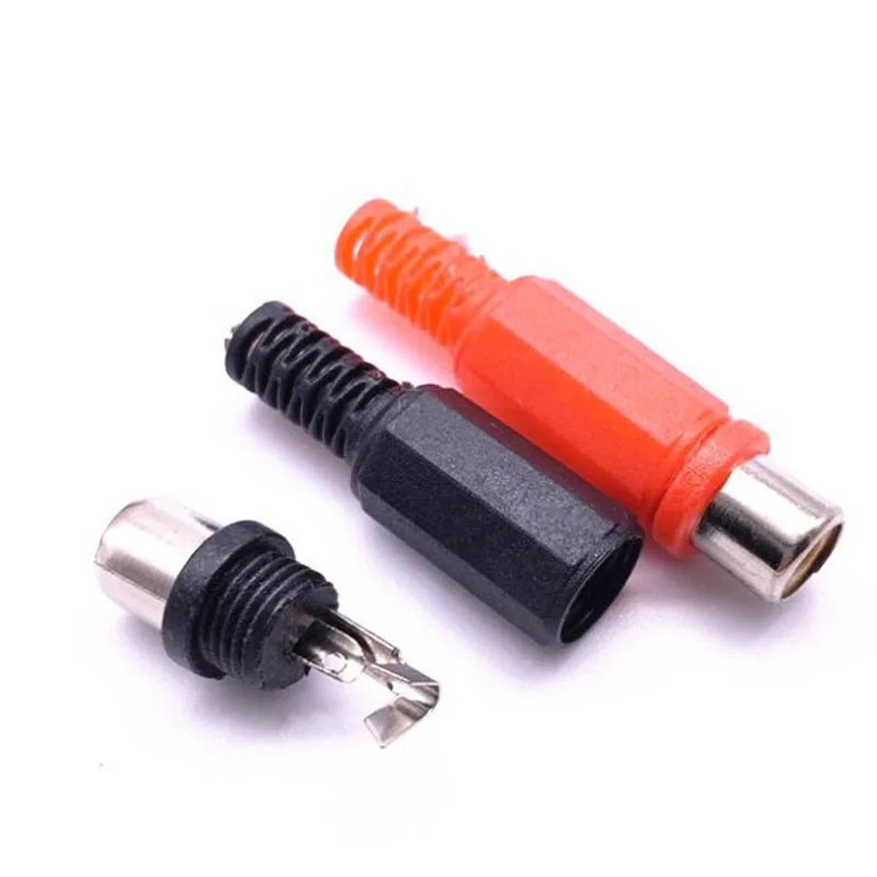 

RCA Plastic Male Female Jack Connector Adapter Solder Audio Video AV Plug Handle Plugs Channel Dual Welding DIY Tool Electrical