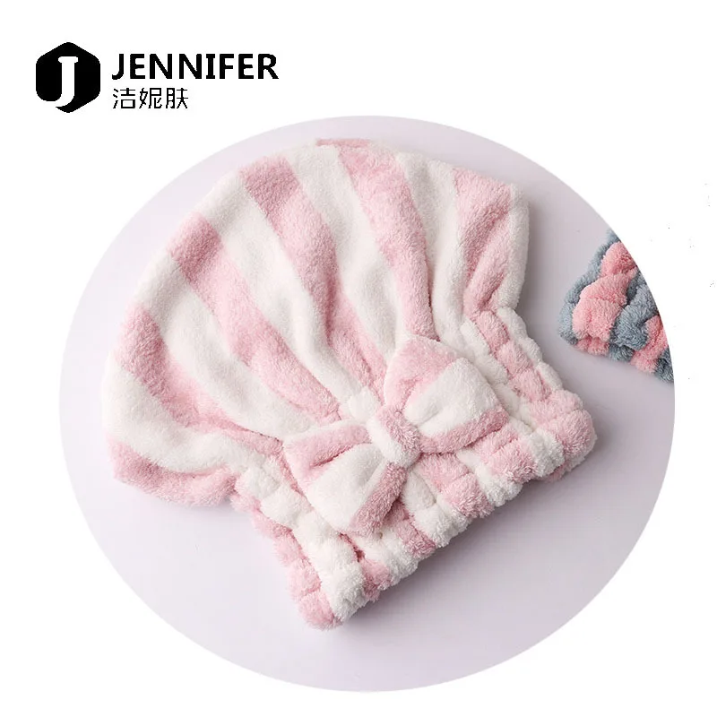 

Microfiber stripes dry hair cap strong water absorption blow-dry shower cap thickened lovely dry hair cap