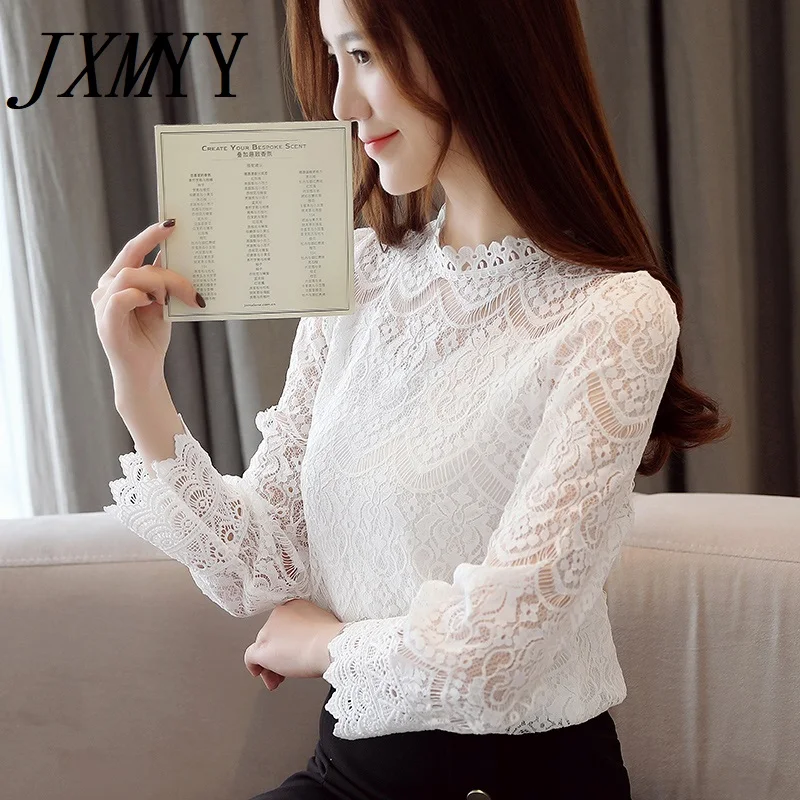 

JXMYY Long Sleeved Lace 2020 Autumn Women Tops Fashion Elegant Women Blouse Shirts Causal Blusa Femininas Womens Clothing