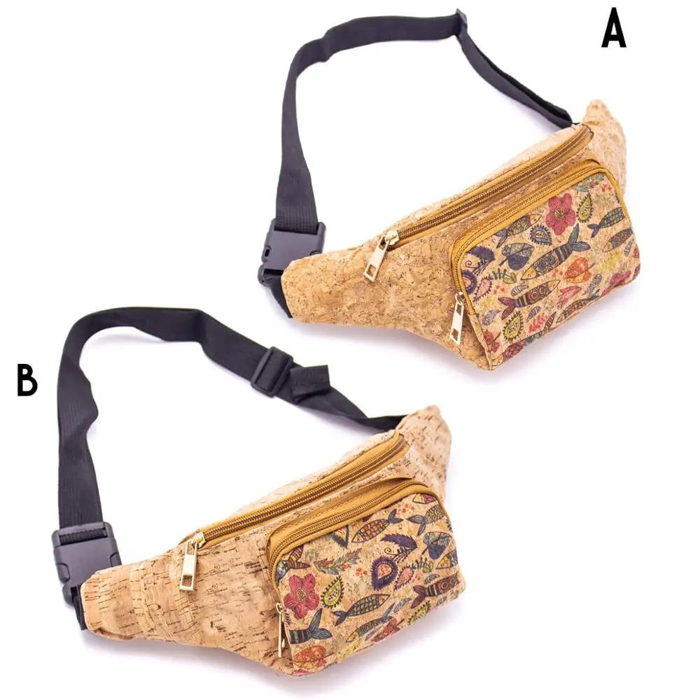 

Cork travel belt bag with printed pattern and coin purse BAGD-060
