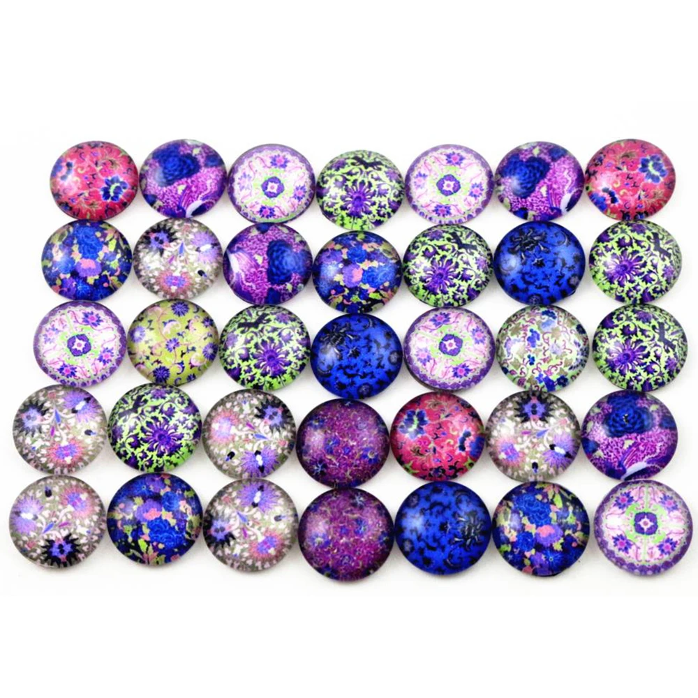 Hot Sale 50pcs 12mm 14 style New Fashion Mixed Flower Handmade Photo Glass Cabochons Pattern Domed Jewelry Accessories Supplies | Украшения