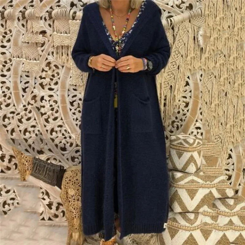 

Women Winter Hooded Thick Knit Cardigan Korean Chic Long Cardigan Oversize Coat Sweater Women Knitted Hooded Cardigan Sweater