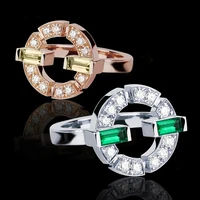 huitan new fashion hollowed out circular shape delicate women rings anniversary gift female daily wear ring versatile jewelry