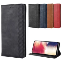 leather phone case for alcatel 3x 2019 3v 2019 back cover flip card wallet with kickstand retro coque
