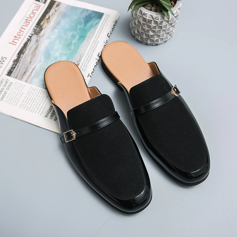 

Casual Men Half Shoes Genuine Leather Loafers Lazy Shoes Spring and Autumn New Shoes Flats Light Breathable Shoes Peas Zapatos