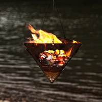 portable outdoor camping elk campfire hanging triangle stove set stainless steel picnic bonfire wood charcoal burning stoves