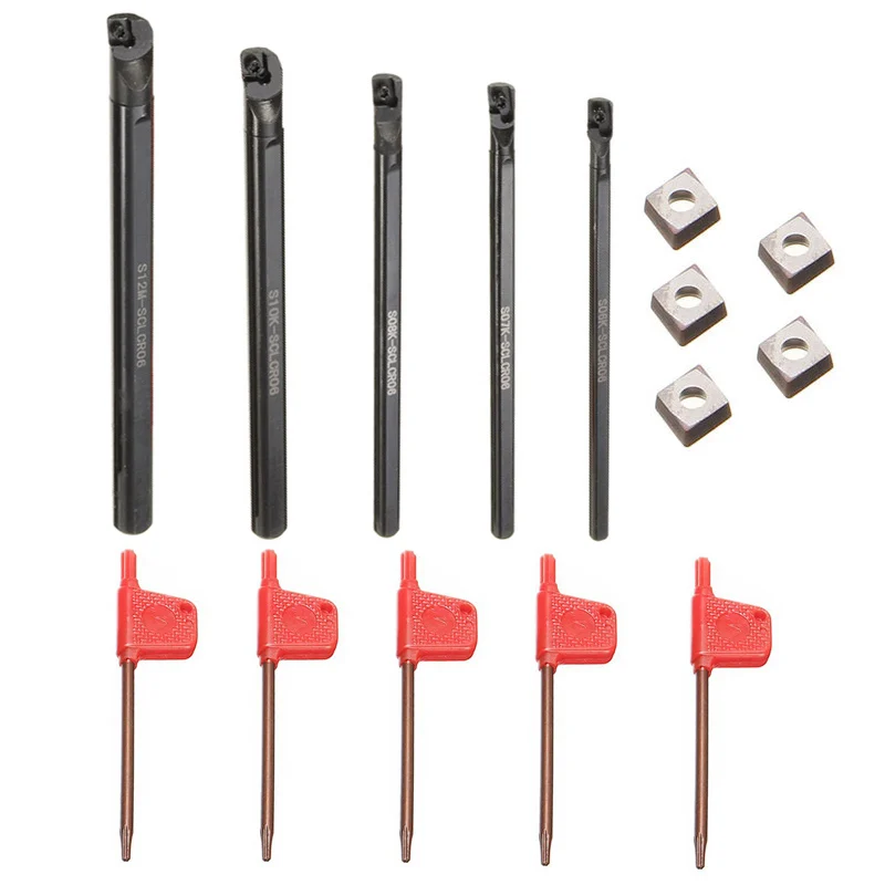

Blade Inserts Turning Tool Set 95 Degree Right Hand 5pcs Lathe Turning Tool Holder Boring Bar SCLCR 6 7 8 10 12mm