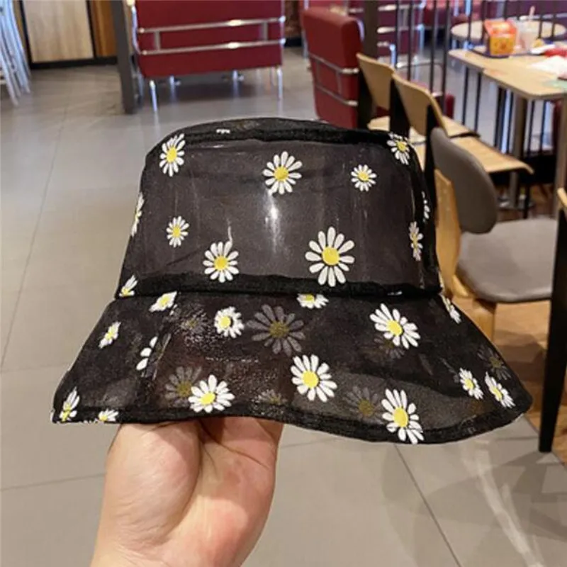 

Летняя Панама с вышивкой, прозрачная, с ромашками, женская, кружевная, с цветочным узором, Пляжная, с высоким верхом, Snapback, модная Маргаритка