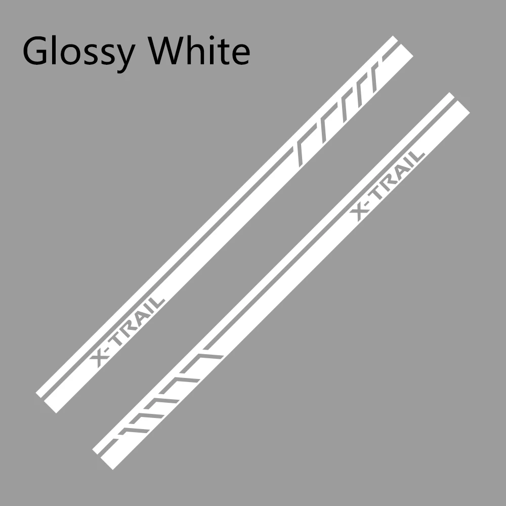 Glossy White 2 шт. автомобильные боковые полосы наклейки для NISSAN X-TRAIL DIY Автомобильная виниловая пленка Стайлинг наклейка украшение автомобиля Принадлежности для тюнинга - Название цвета: Glossy White
