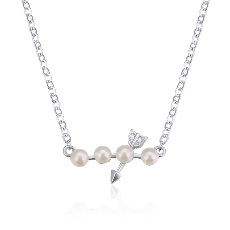 Стрелы пресной воды Жемчужный массив кулон ожерелье крест цепь чокер Простые