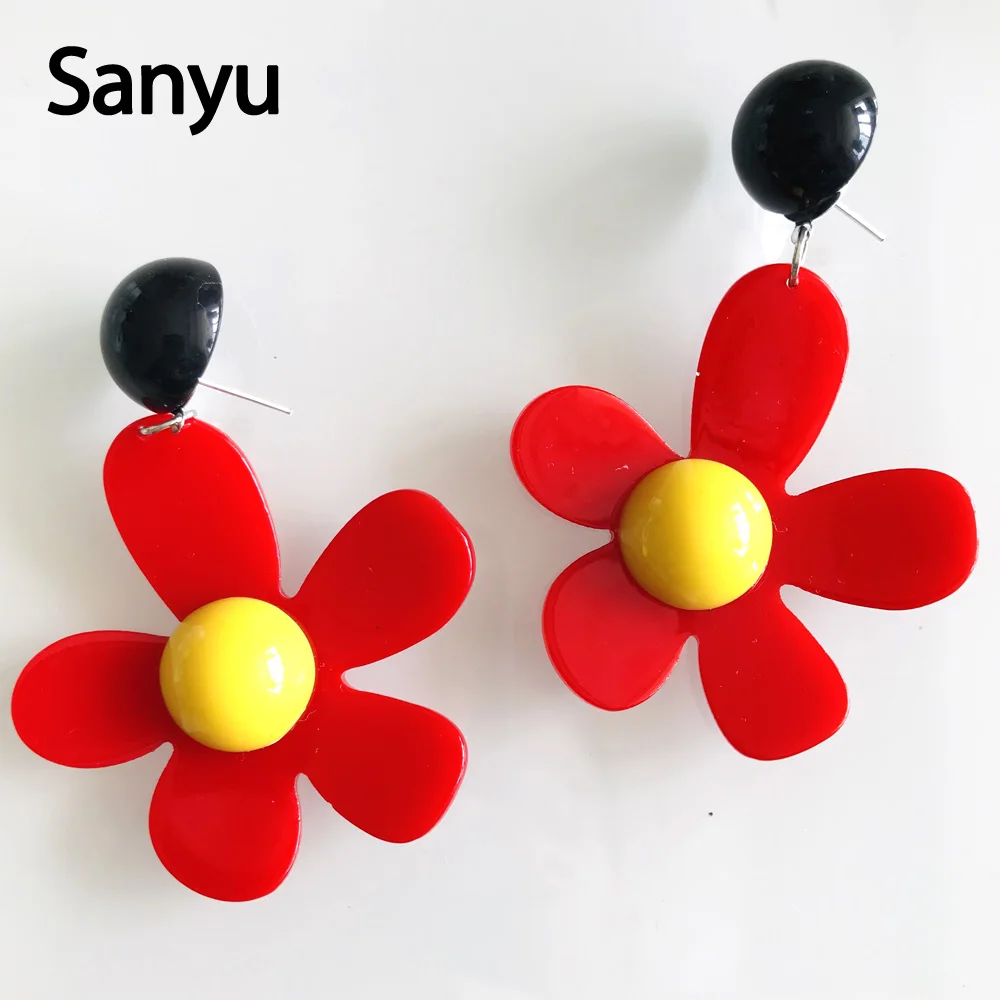 Женские большие акриловые серьги-капли черные и белые модные простые вечерние