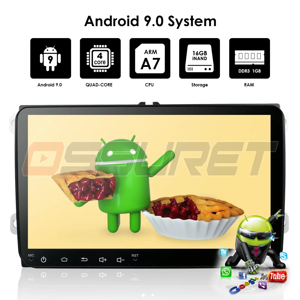 Автомобильный мультимедийный 2 Din автомагнитола gps Android 9 для VW/Volkswagen/POLO/Golf/Skoda/Octavia/Seat/Leon навигационная магнитола