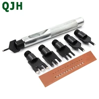 1 5mm 2 5mm 3mm leather flat punch tool set steel handle can replacement head belt hole punching thonging chisel craft tool