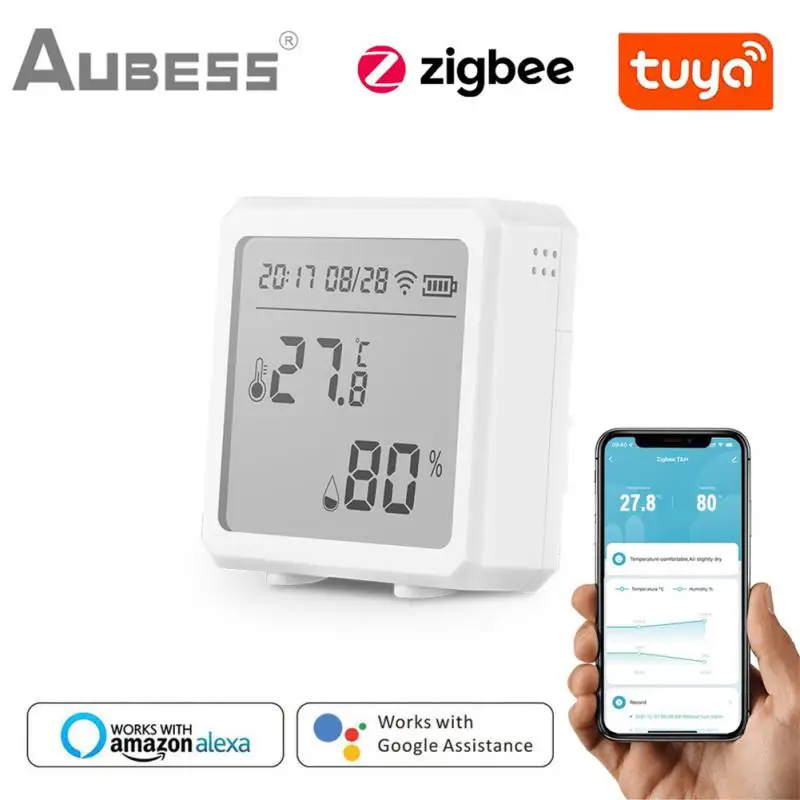 

Tuya ZigBee Smart Home Temperature And Humidity Sensor With LCD Screen Works With Google Assistant and Tuya Zigbee Hub