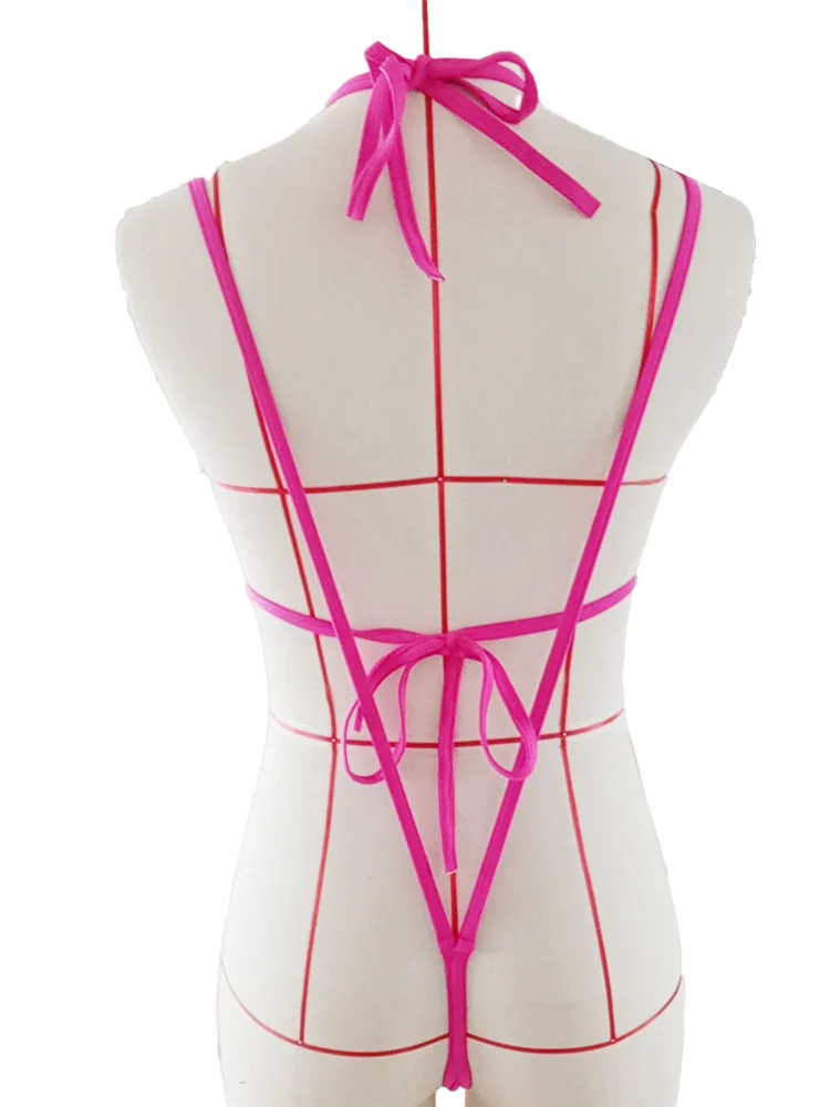 

New 2021 Sexy Swimsuit One Piece Fashion Women Swimwear Halter Backless Bandage Solid Bathing Suit Bikini