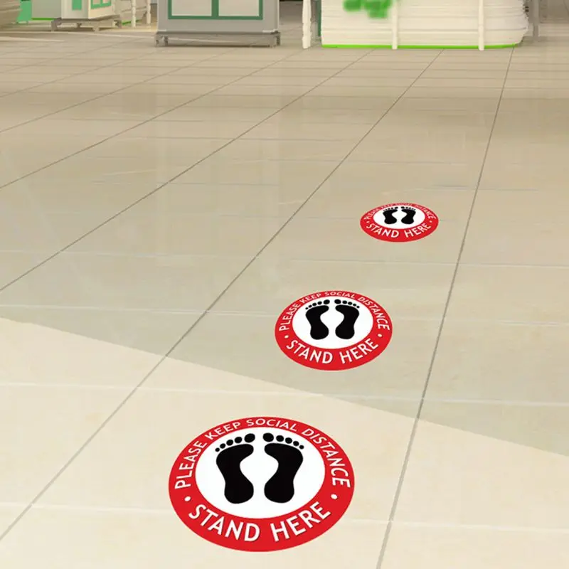 

Round Waiting In Line Sticker Social Distance Keeping Safety Floor Sign People Gathering Control Adhesive Paster