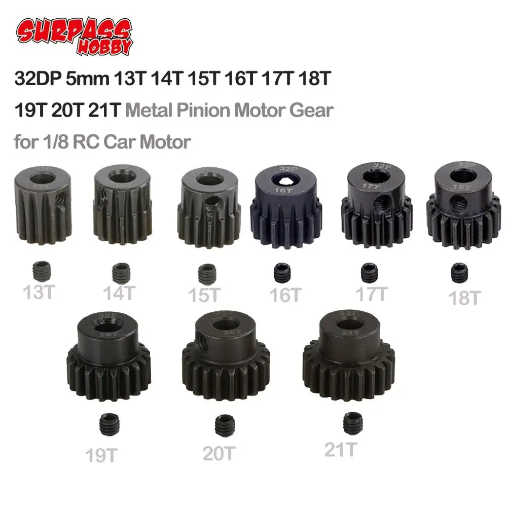 SURPASS HOBBY 32DP 5 мм 13T 14T 15T 16T 17T 18T 19T 20T 21T Металлическая Шестерня двигателя для 1/8 RC HSP HPI