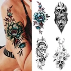 Водостойкая Временная тату-наклейка, синяя Роза, единорог, флэш-тату, цветы, роза, луна, олень, боди-арт, руки, имитация рукава, тату для женщин