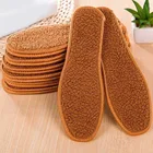 1 Pair Unisex Brown Winter Faux Fur Wool Insoles Men Women Warm Thick Insole For Snow Boots High Quality  Shoes Pad  Wholesale