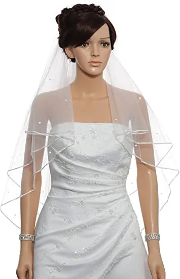 Модная Милая свадебная вуаль нового стиля с лентой по центру со стразами и