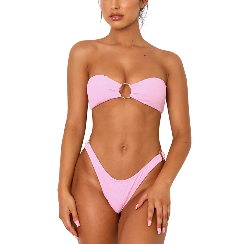 Сексуальное бикини 2020 с кольцом бандо женский купальник женские Мини-стринги