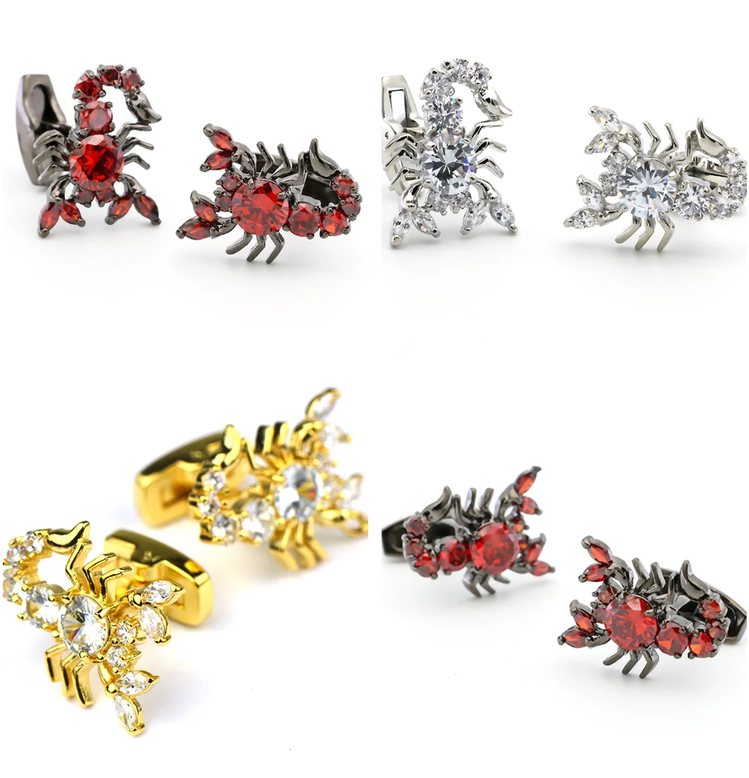 5 пар/лот дикие белые/красного цвета с украшением в виде кристаллов запонки