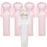 silk stain robes for women satin lace long robe for women bridesmaid robes for girls pink bridesmaid birthday robes silk robe
